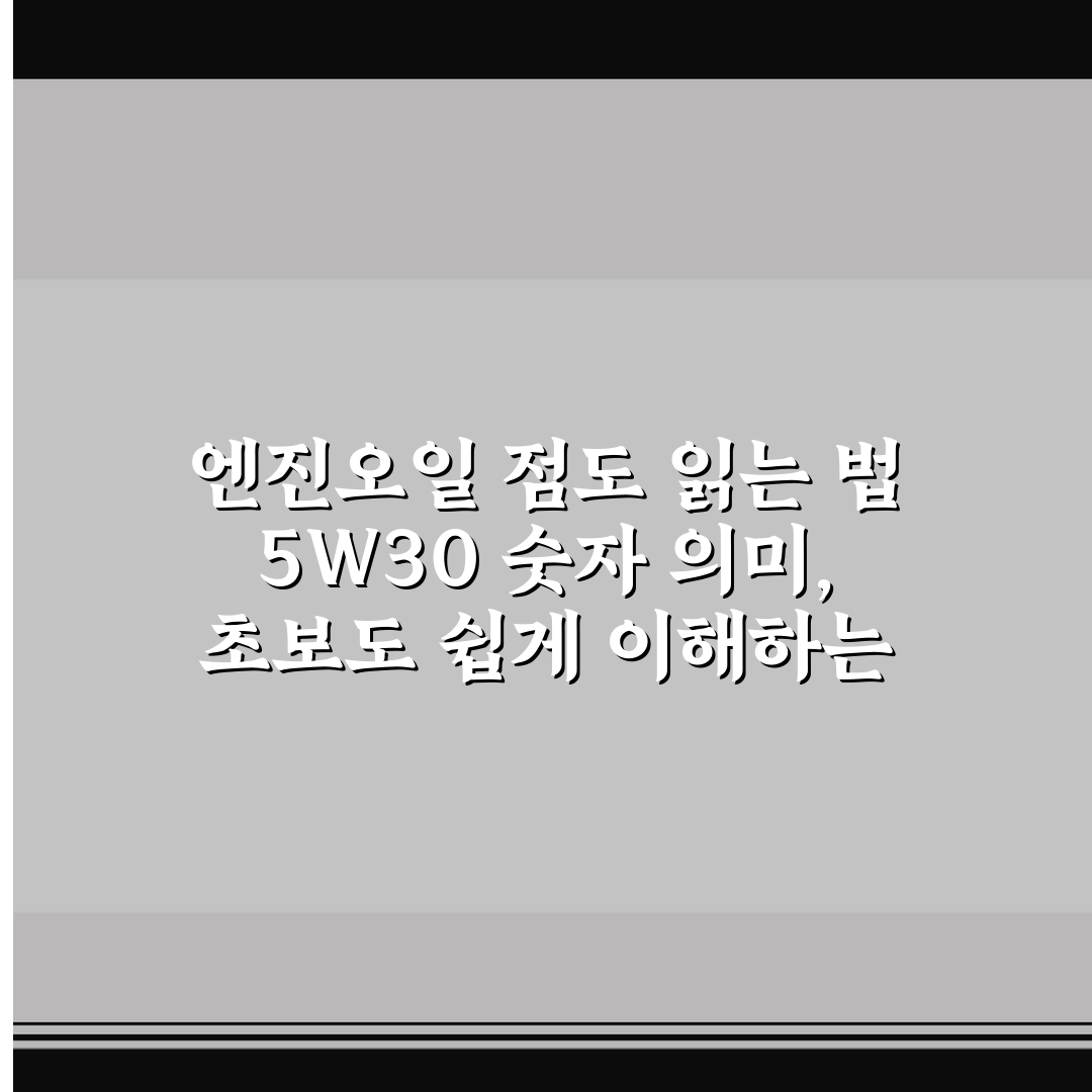 엔진오일 점도 읽는 법 5W30 숫자 의미, 초보도 쉽게 이해하는 꿀팁