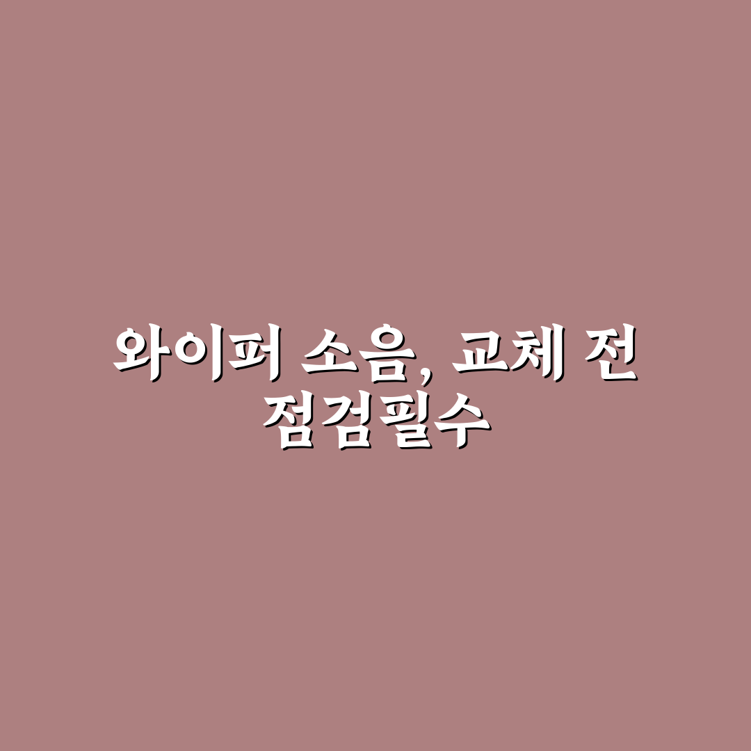 와이퍼 소음 제거할 때 교체 전 먼저 해볼 점검 순서 5가지 핵심가이드