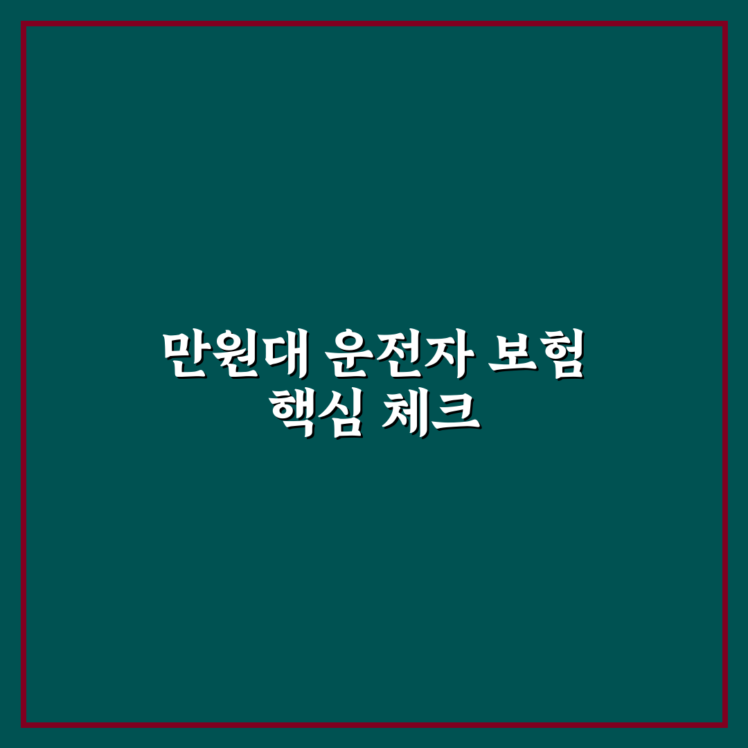 운전자 보험 만원대 상품 고를 때 봐야 할 5가지 체크포인트 총정리