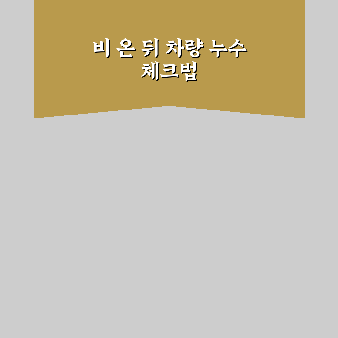 자동차 누수 확인법 비 온 날 바닥 자국 5가지 체크포인트 총정리