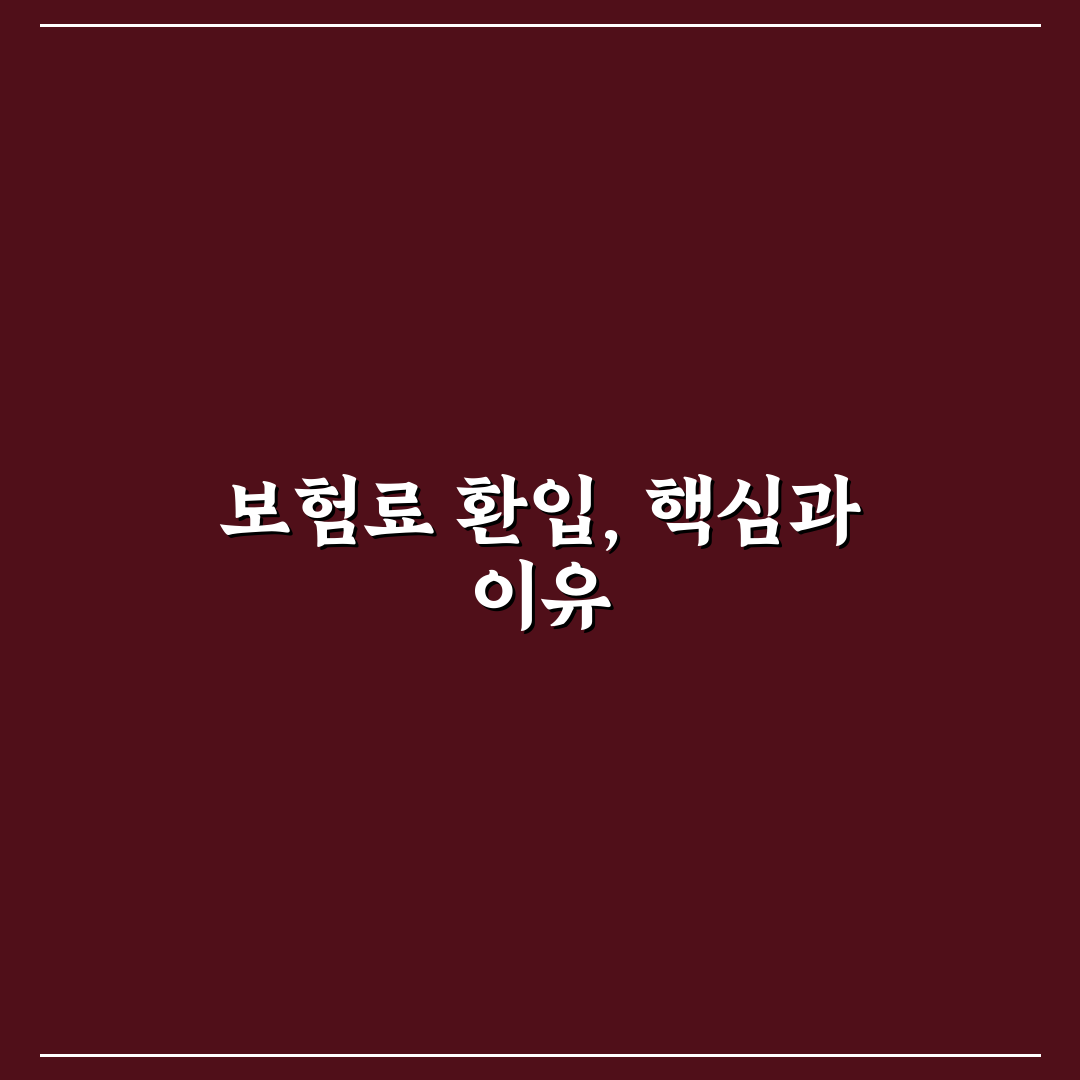 보험료 환입 제도란 무엇인지 계산 예시와 5가지 핵심가이드 총정리