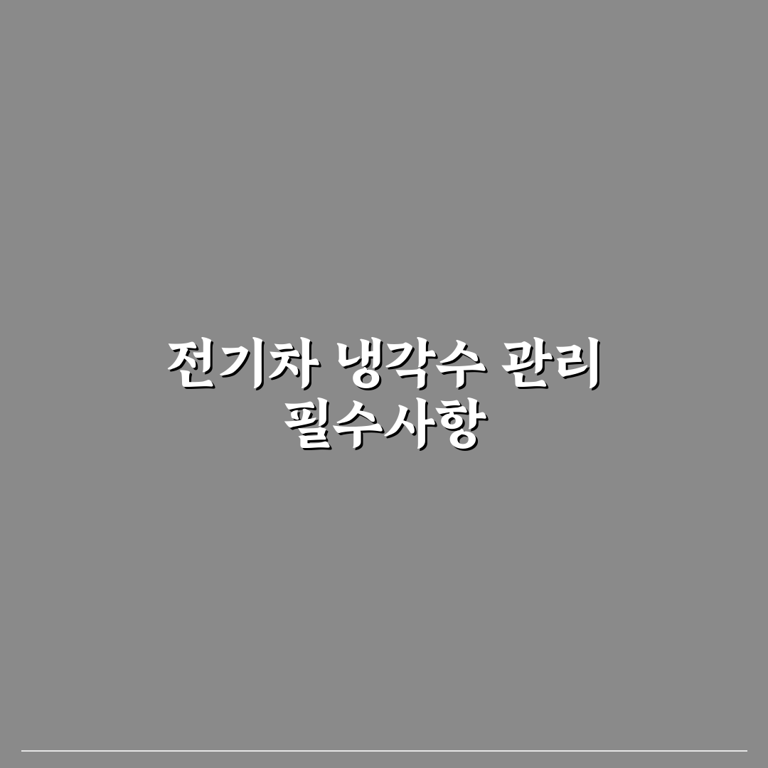전기차 냉각수 교체 주의점 일반 차량과 다른 관리 기준 5가지 핵심가이드
