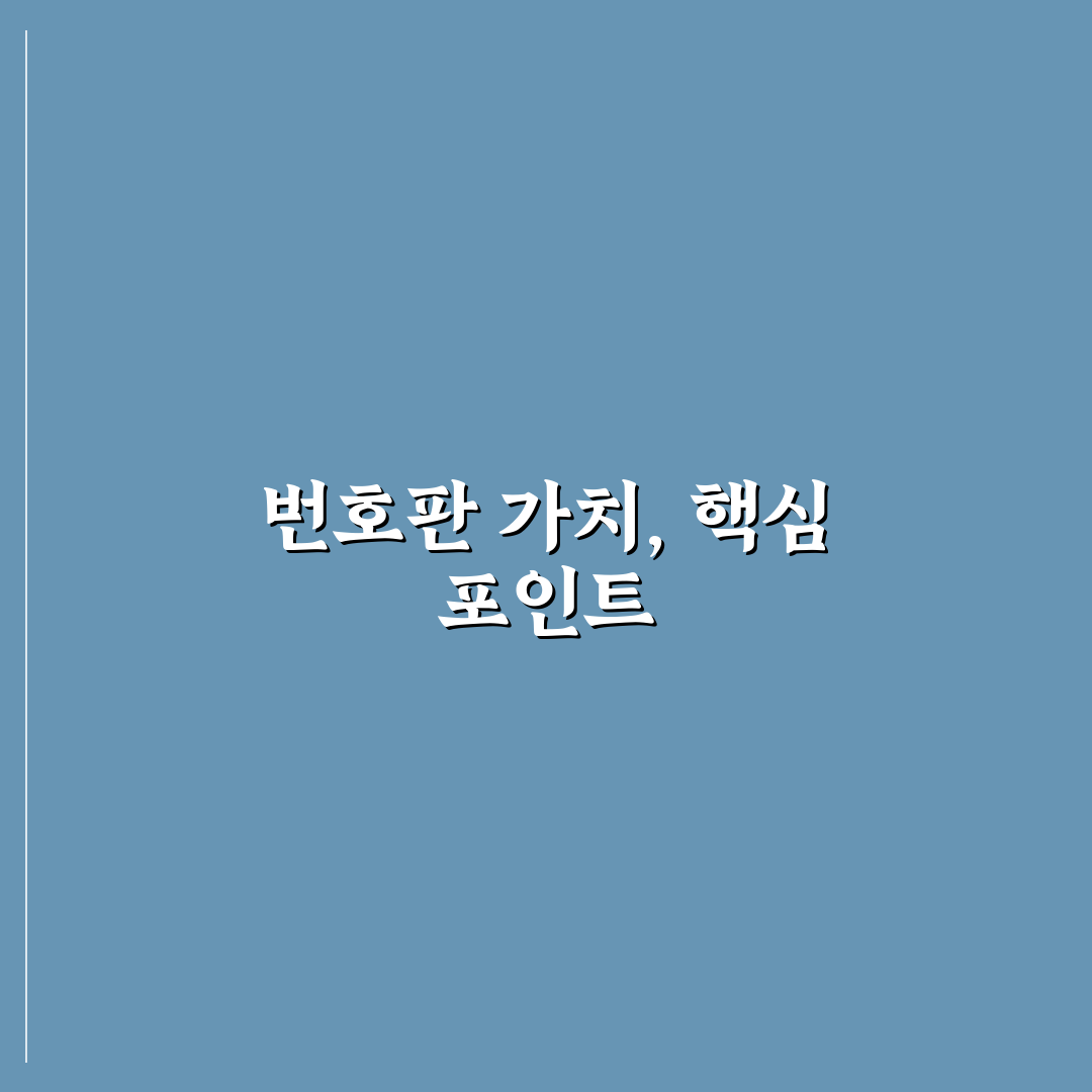 영업용 번호판 시세 왜 오르내리는지 5가지 핵심가이드 총정리