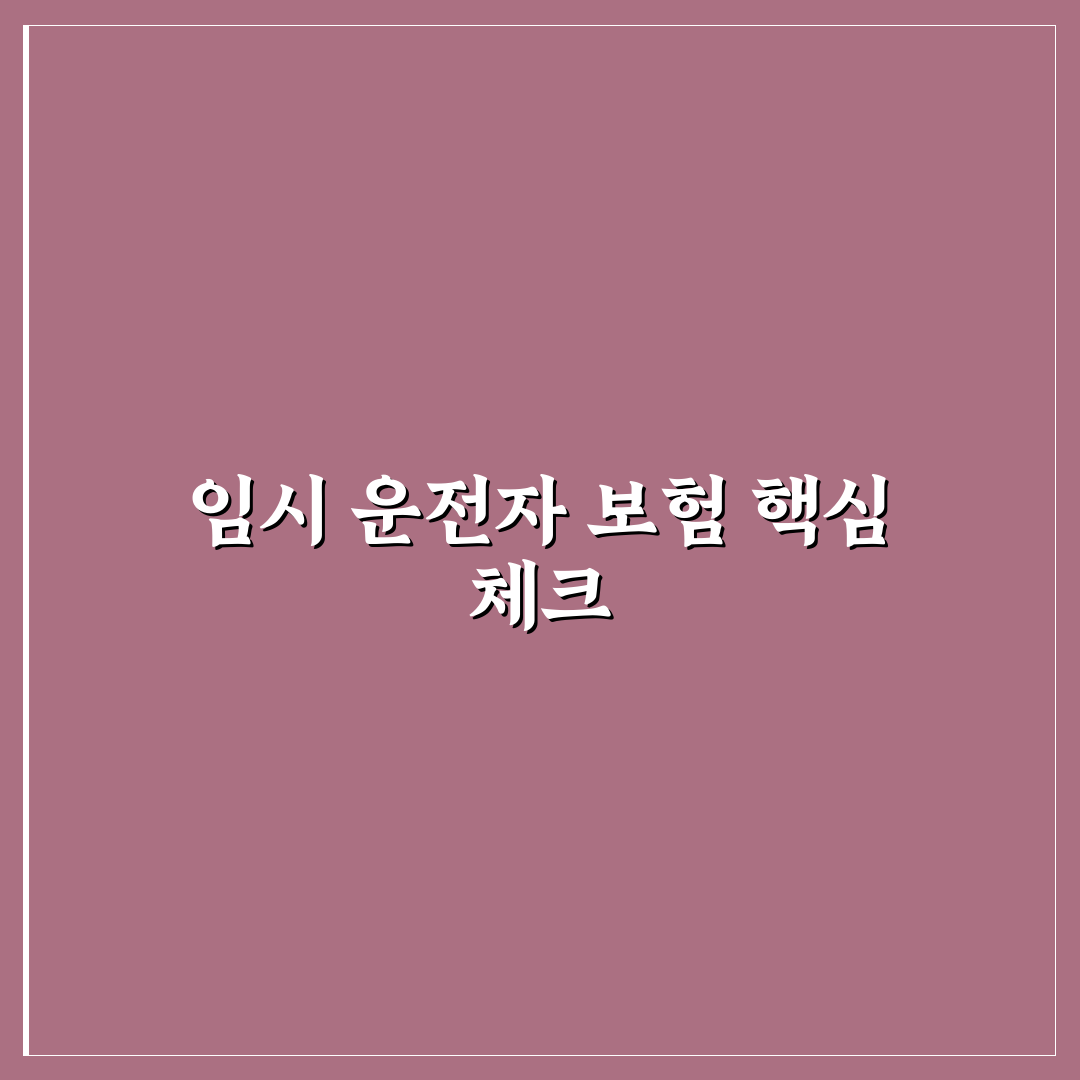 임시 운전자 특약 원데이 가입 전 꼭 확인할 조건 5가지 체크포인트 총정리