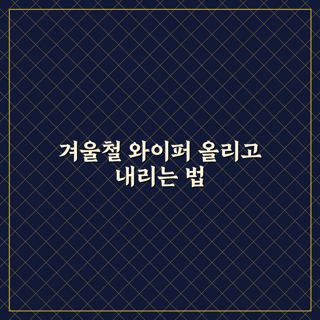 겨울철 와이퍼 세워두기 필요한 날과 안 좋은 날 5가지 체크포인트 총정리
