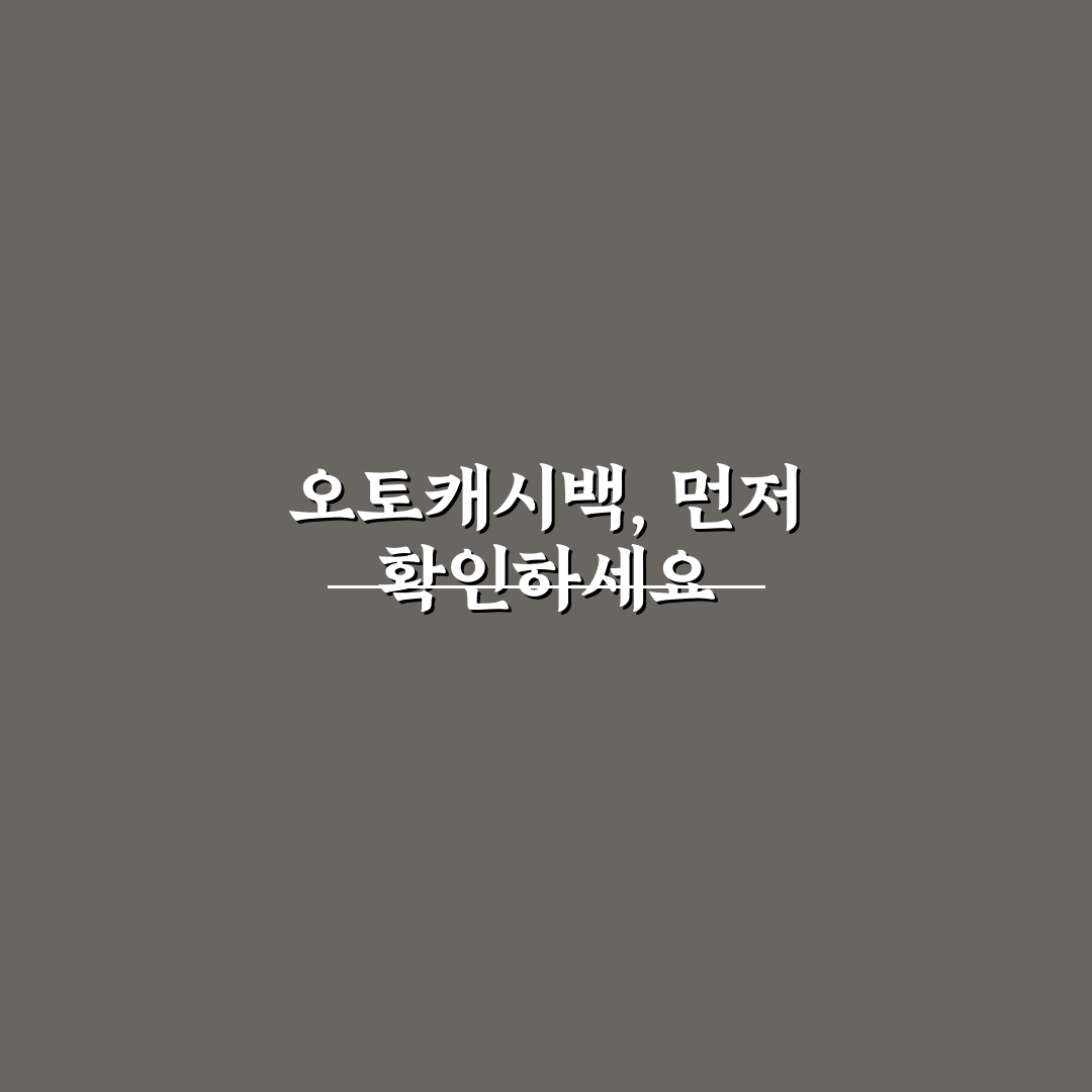 오토캐시백 혜택 비교할 때 카드별 차이 체크포인트 5가지 총정리