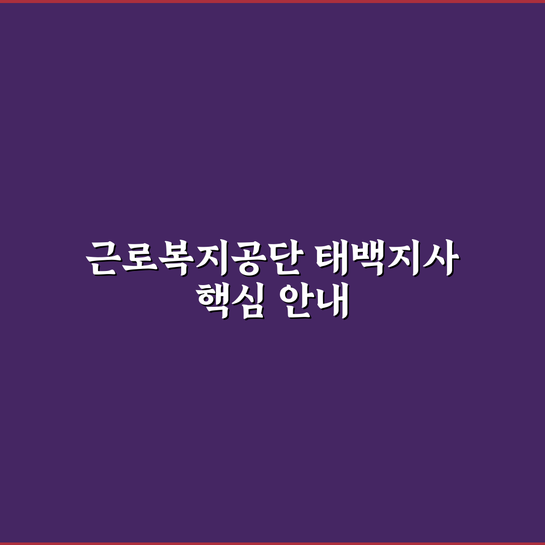 근로복지공단 태백지사 서비스 품질 분석과 선택 기준 총정리