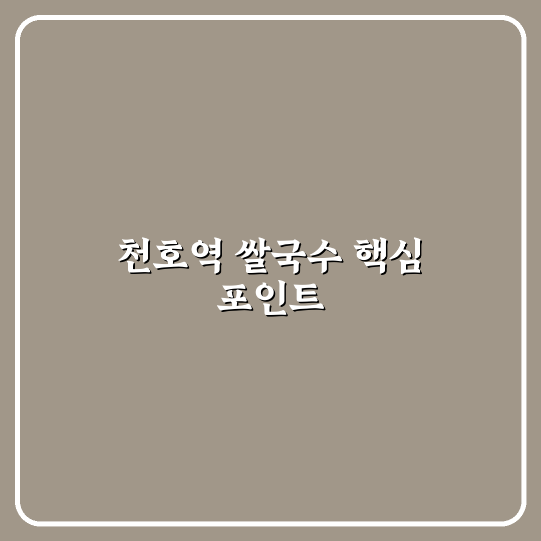 천호역 쌀국수 맛과 가격 비교 분석 가이드 5가지 기준