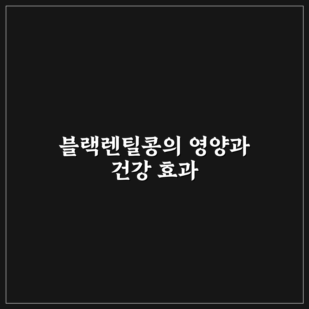 블랙렌틸콩 효능 총정리와 건강상 주요 체크포인트 분석