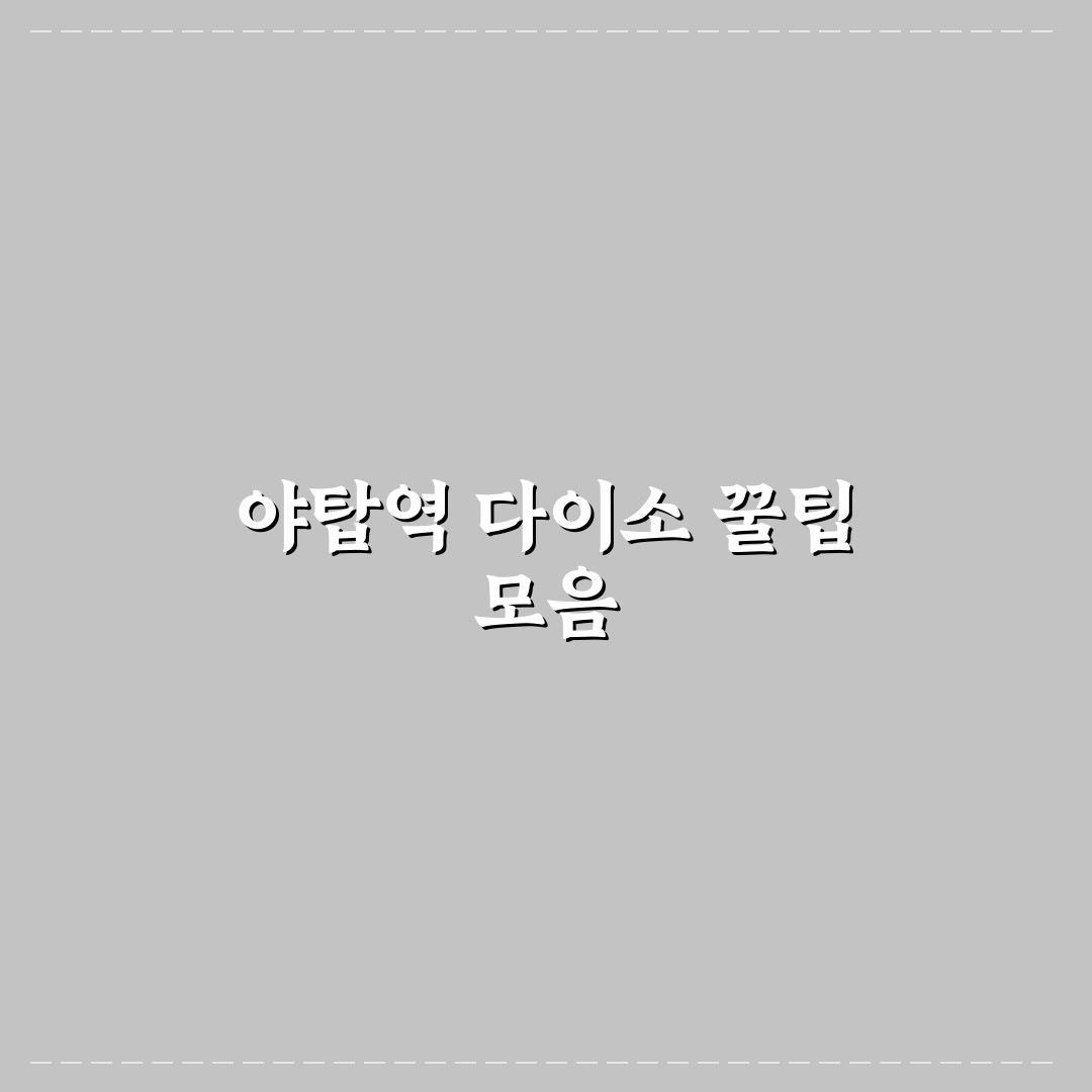 야탑역 다이소 이용 전 확인할 5가지 기준 총정리
