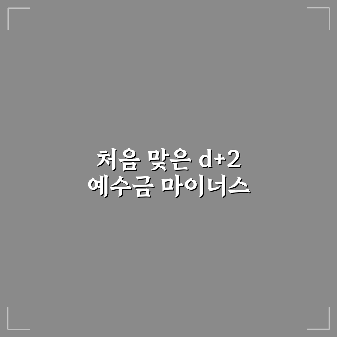 d+2 예수금 마이너스 현상 직접 알아보니 불편한 점